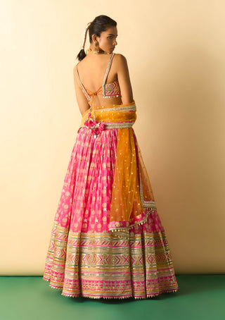 Rani pink ivory micro-dot lehenga set
