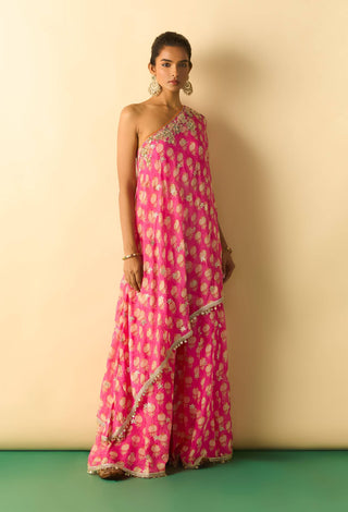 Pink floral foil asymmetric fusion set