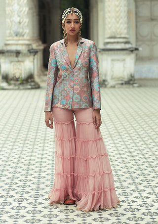 Gopi Vaid-Sheela Pink Blazer And Sharara-INDIASPOPUP.COM