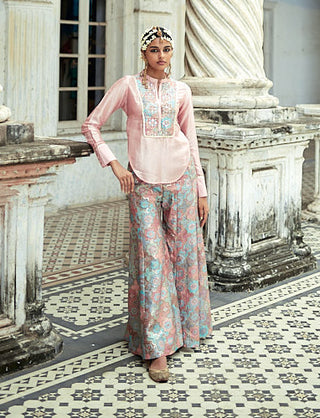 Gopi Vaid-Zeel Pink Shirt And Flared Pant-INDIASPOPUP.COM