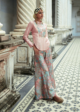 Gopi Vaid-Zeel Pink Shirt And Flared Pant-INDIASPOPUP.COM