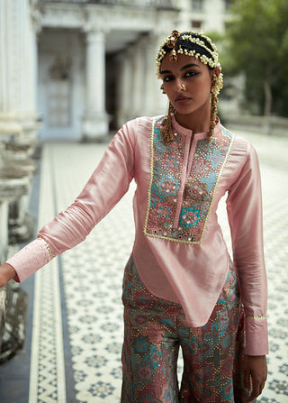 Gopi Vaid-Zeel Pink Shirt And Flared Pant-INDIASPOPUP.COM