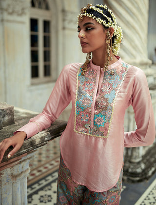 Gopi Vaid-Zeel Pink Shirt And Flared Pant-INDIASPOPUP.COM