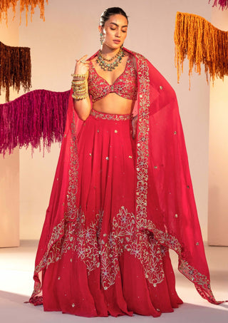 Silky Bindra-Rani Pink Embroidered Lehenga Set-INDIASPOPUP.COM