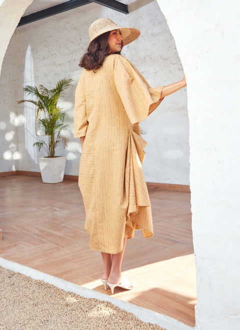 House Of Fett-Gia Yellow Cowl Tunic-INDIASPOPUP.COM