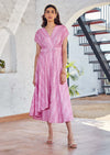 House Of Fett-Como Pink Overlap Dress-INDIASPOPUP.COM