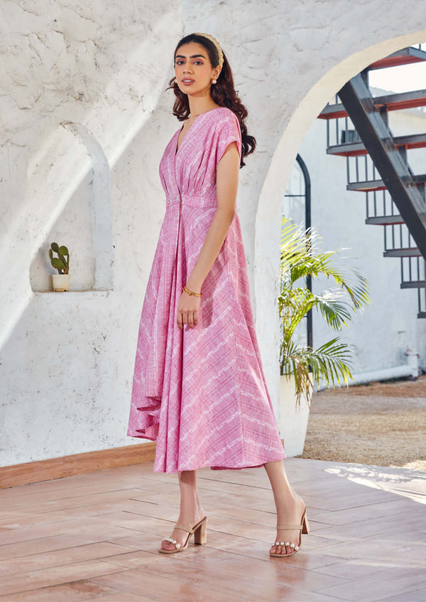 House Of Fett-Como Pink Overlap Dress-INDIASPOPUP.COM