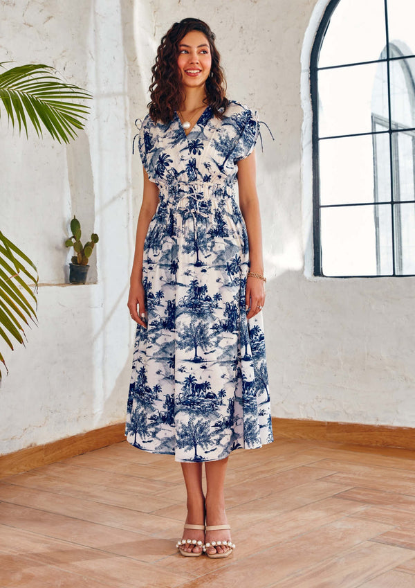 House Of Fett-Chiara Ink Blue Dress-INDIASPOPUP.COM