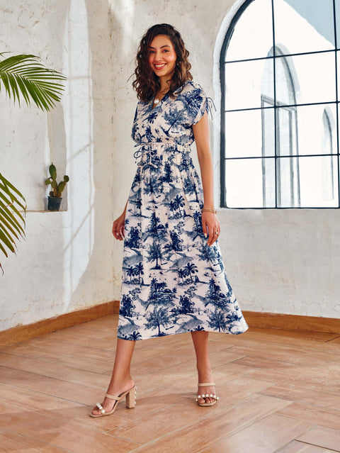 House Of Fett-Chiara Ink Blue Dress-INDIASPOPUP.COM