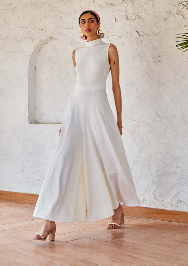House Of Fett-Epsom Pristine White Jumpsuit-INDIASPOPUP.COM