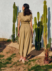 House Of Fett-Cato Beige Draped Top And Pants-INDIASPOPUP.COM