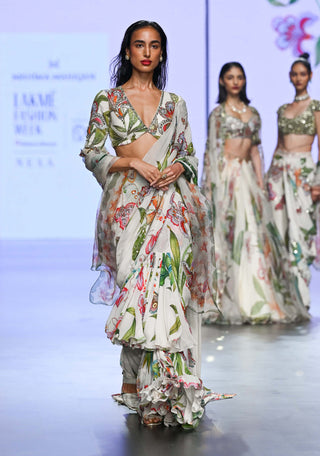 Mahima Mahajan-Ira Ivory Draped Sari Set-INDIASPOPUP.COM