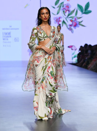 Mahima Mahajan-Ira Ivory Draped Sari Set-INDIASPOPUP.COM