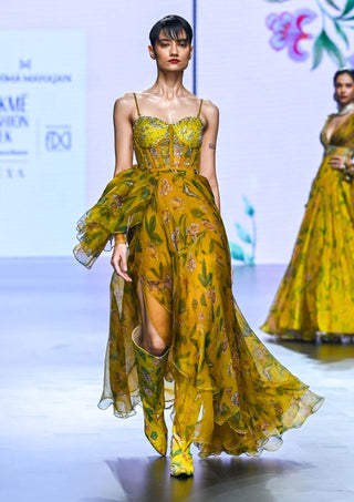 Mahima Mahajan-Ishani Mustard Soft Net Gown-INDIASPOPUP.COM
