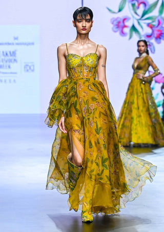 Mahima Mahajan-Ishani Mustard Soft Net Gown-INDIASPOPUP.COM