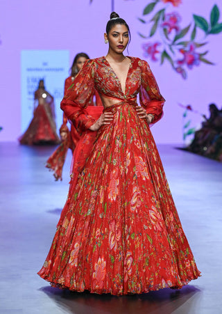 Mahima Mahajan-Anushka Red Embroidered Anarkali And Dupatta-INDIASPOPUP.COM