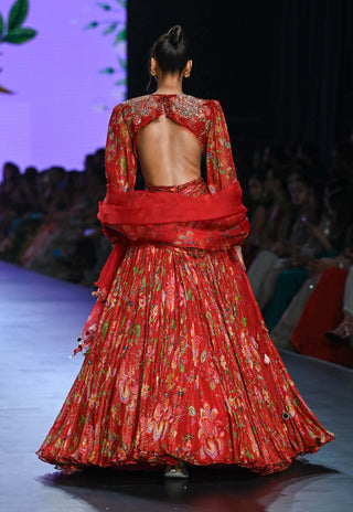 Mahima Mahajan-Anushka Red Embroidered Anarkali And Dupatta-INDIASPOPUP.COM