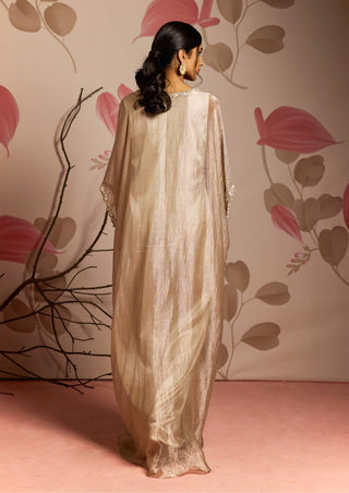 Gold embellished draped kaftan