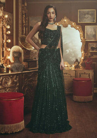 Helena emerald green lehenga set