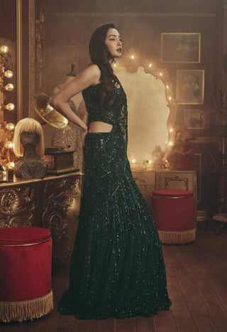Helena emerald green lehenga set