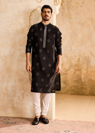 Black embroidered kurta and churidar