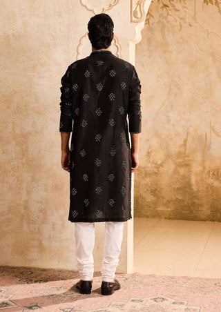 Histori By Amit Gujral Black Embroidered Kurta And Churidar available on indiaspopup