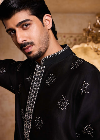 Black embroidered kurta and churidar