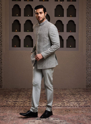 Gray embroidered jodhpuri coat and pant