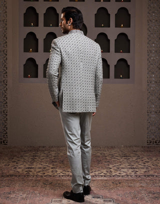 Histori By Amit Gujral Gray Embroidered Jodhpuri Coat And Pant available on indiaspopup