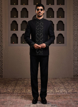 Black embroidered jodhpuri coat and pant