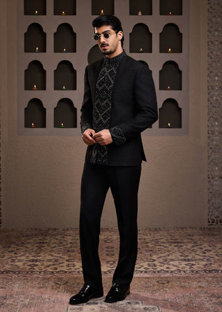 Histori By Amit Gujral Black Embroidered Jodhpuri Coat And Pant available on indiaspopup