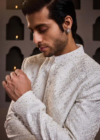 White embroidered jodhpuri coat and pant