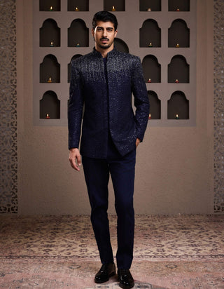 Histori By Amit Gujral Navy Blue Embroidered Jodhpuri Coat And Pant available on indiaspopup