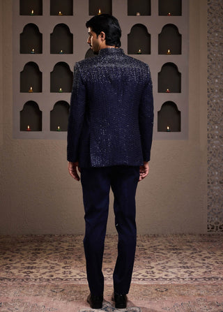 Histori By Amit Gujral Navy Blue Embroidered Jodhpuri Coat And Pant available on indiaspopup