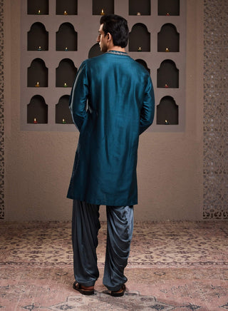 Teal embroidered kurta and patiala salwar