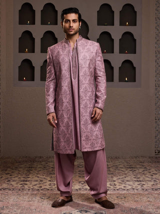 Rose embroidered jacket and kurta set