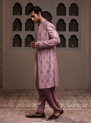 Rose embroidered jacket and kurta set