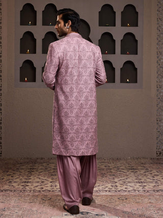 Rose embroidered jacket and kurta set