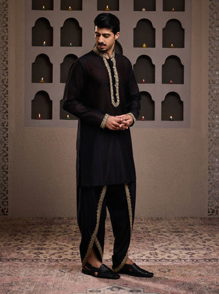 Black embroidered kurta and dhoti