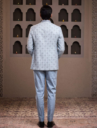 Sky blue embroidered jodhpuri coat and pant