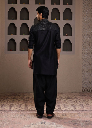 Histori By Amit Gujral Black Embroidered Kurta And Salwar available on indiaspopup