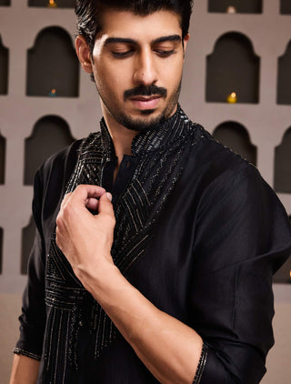 Black embroidered kurta and salwar