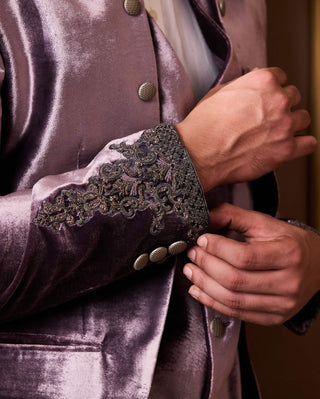 Histori By Amit Gujral Lilac Coat With Vest And Deep Aubergine Pant available on indiaspopup