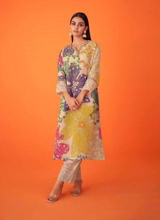 Taavare-Off-White Printed Kurta And Pants-INDIASPOPUP.COM