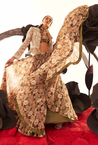 Bhumika Sharma-Abstract Floral Skirt And Embroidered Jacket Set-INDIASPOPUP.COM