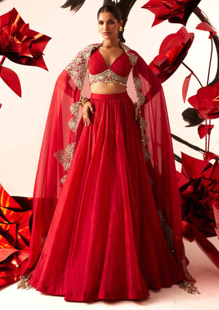 Bhumika Sharma-Red Bustier And Skirt Set-INDIASPOPUP.COM