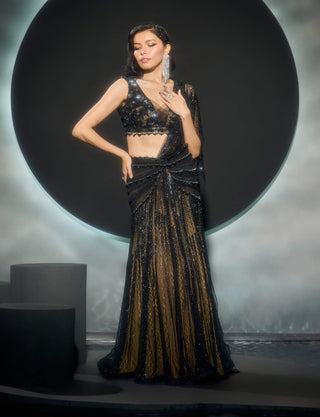 Lunaira black lehenga sari and blouse