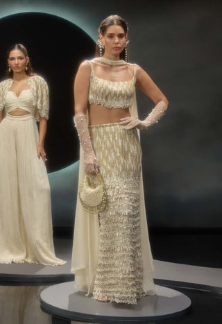 Glora golden embroidered lehenga set