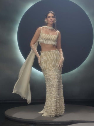 Glora golden embroidered lehenga set