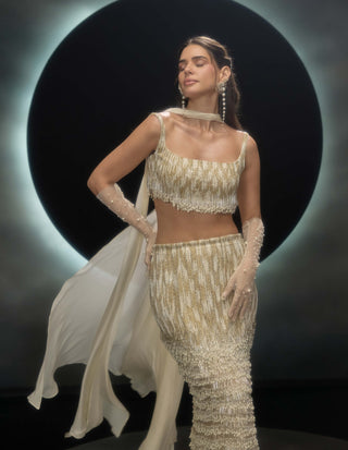 Glora golden embroidered lehenga set